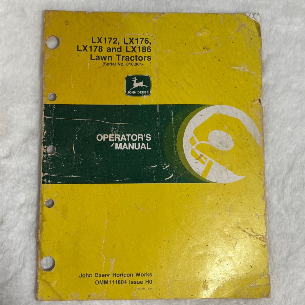 John Deere LX172 LX176 LX178 LX186 Lawn Tractor Operators Manual OMM111804